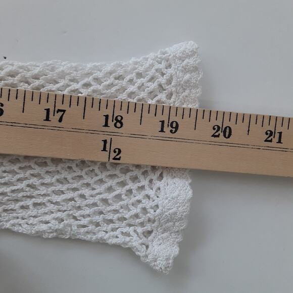 Vintage 80s Fishermen Net Crochet Cardigan Sweater White 100% Cotton Sheer Boho - Picture 9 of 9